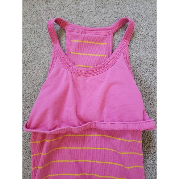 Vintage Y2k Nike Gray Tag Women's Juniors Striped Tank Top Size Pink/Yellow - Picture 6 of 8